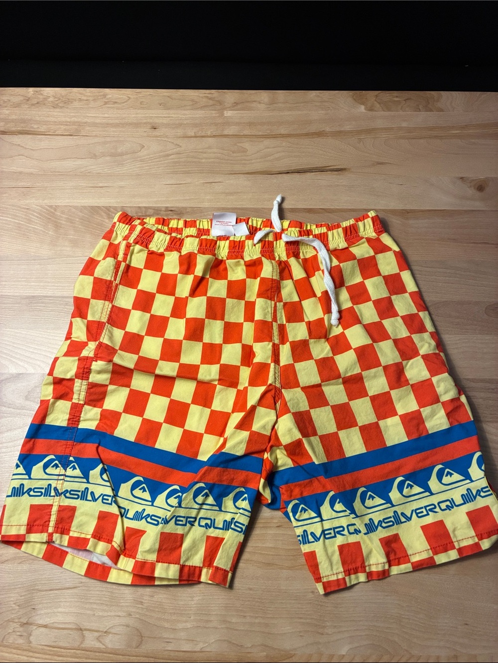 Stranger Things Quiksilver Yellow & Orange Checkerboard Boardshorts